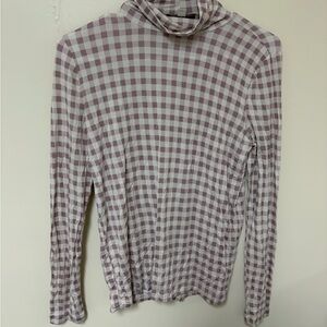 LOFT Lavender Gingham Turtleneck